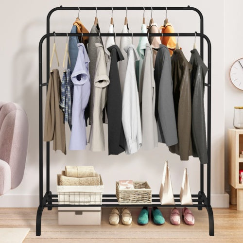 Heavy Duty Double Clothes Rail Hanging Rack Garment Display Stand Shoes Storage