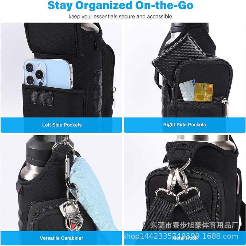 Portable Sports Kettle Bag – Anti-Collision Crossbody Water Bottle Holder with Adjustable Strap & Cup Protection
