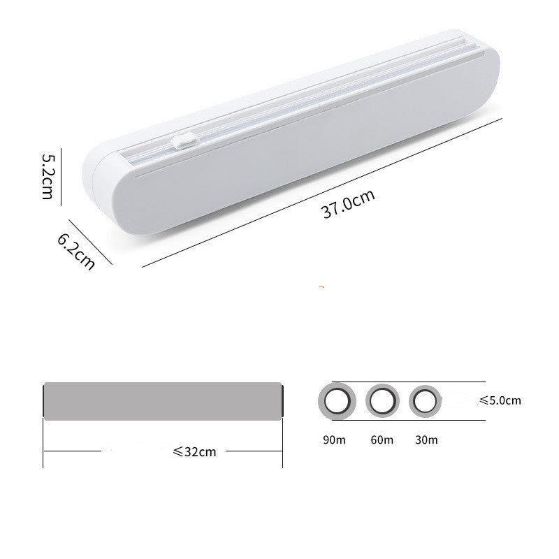 Suction Cup Plastic Wrap Cutter – Household Kitchen Cling Film Dispenser with Safe Slide Blade