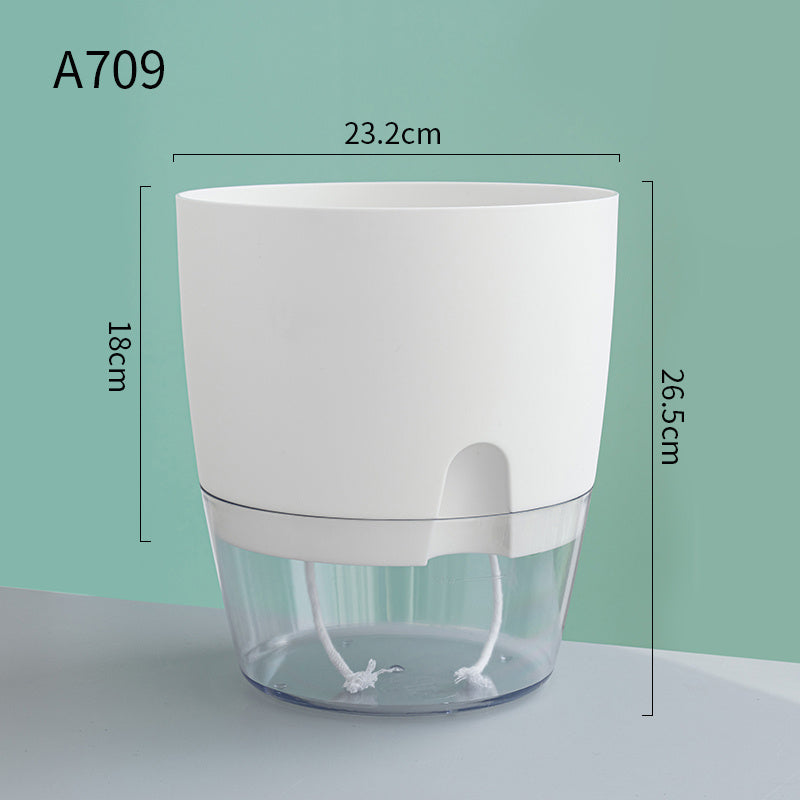Automatic Self-Watering Transparent Flower Pot – Plastic Resin Planter with Water Storage for Indoor Plants