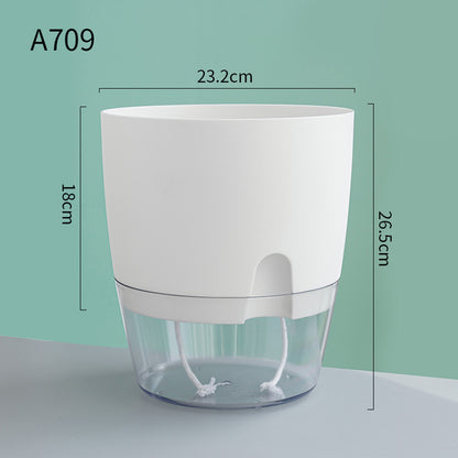 Automatic Self-Watering Transparent Flower Pot – Plastic Resin Planter with Water Storage for Indoor Plants