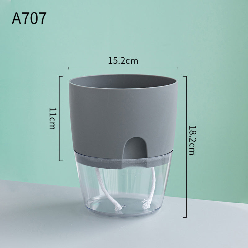 Automatic Self-Watering Transparent Flower Pot – Plastic Resin Planter with Water Storage for Indoor Plants