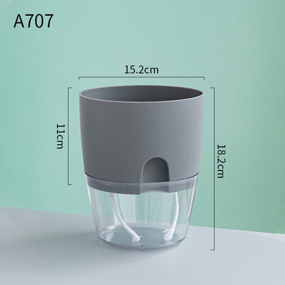 Automatic Self-Watering Transparent Flower Pot – Plastic Resin Planter with Water Storage for Indoor Plants