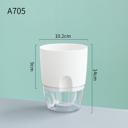 Automatic Self-Watering Transparent Flower Pot – Plastic Resin Planter with Water Storage for Indoor Plants