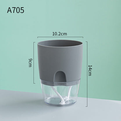 Automatic Self-Watering Transparent Flower Pot – Plastic Resin Planter with Water Storage for Indoor Plants