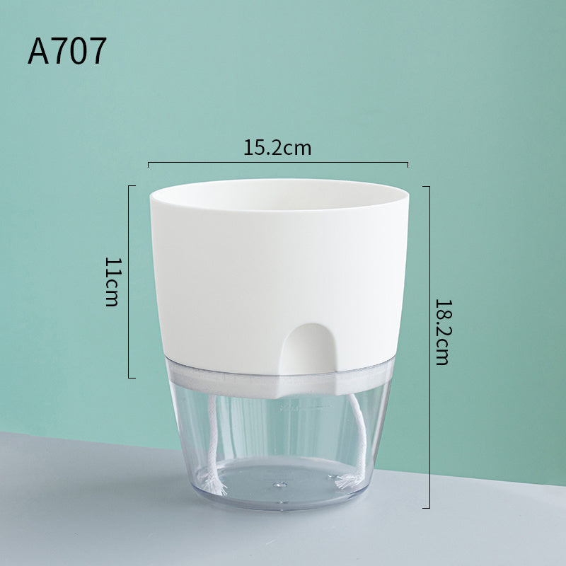 Automatic Self-Watering Transparent Flower Pot – Plastic Resin Planter with Water Storage for Indoor Plants
