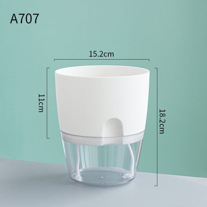 Automatic Self-Watering Transparent Flower Pot – Plastic Resin Planter with Water Storage for Indoor Plants