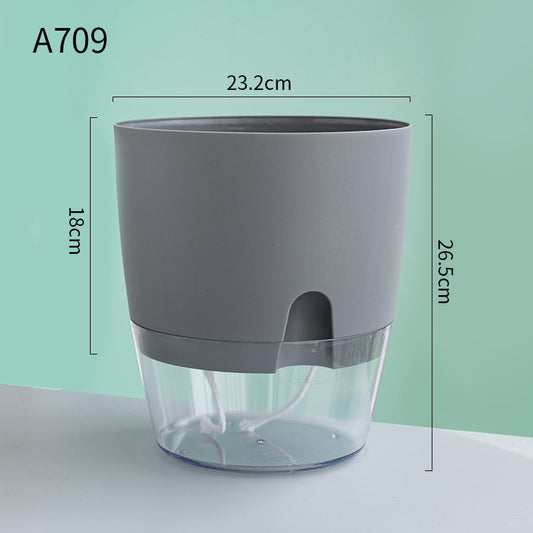 Automatic Self-Watering Transparent Flower Pot – Plastic Resin Planter with Water Storage for Indoor Plants