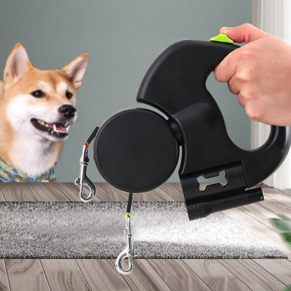 Retractable Dual Dog Leash for Small Dogs – No Tangle, LED Light, 360° Swivel