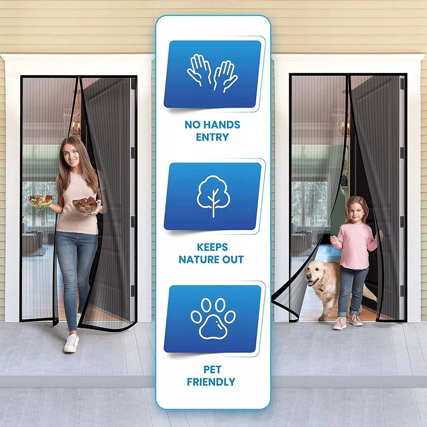Curtain Door Magnetic Mesh Net Screen Easy Fastening Mosquito Fly Insects Bugs