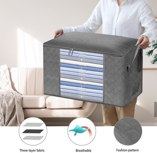 4Pcs Clothes Storage Bags Zipped Organizer Under bed Wardrobe Cube Closet Boxes
