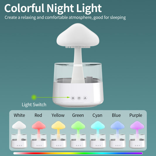 Rain Cloud Humidifier – LED Night Light, Raindrop Mist & Relaxing Rain Sounds