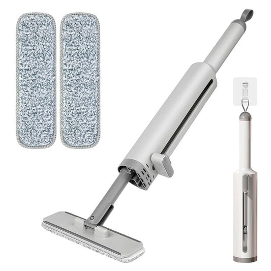 Self-Squeeze Rotating Mini Mop – Flat Wet & Dry Mop with Crevice Brush & Microfiber Pads