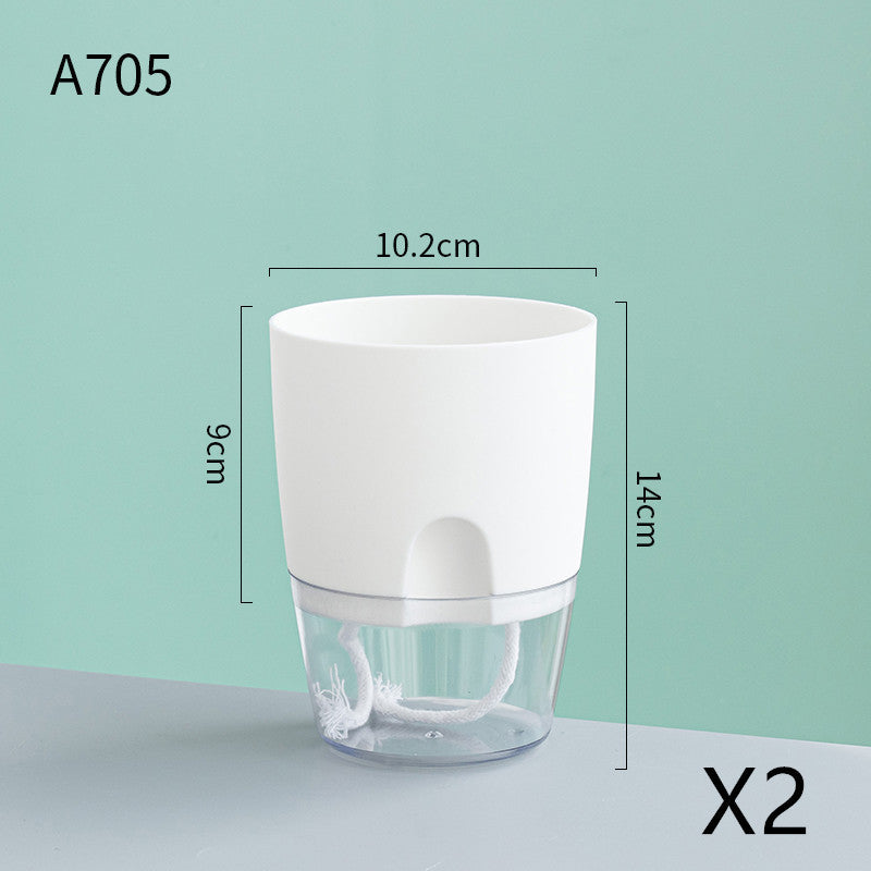 Automatic Self-Watering Transparent Flower Pot – Plastic Resin Planter with Water Storage for Indoor Plants