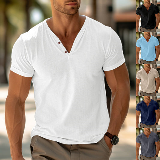 Men’s Summer Beach T-Shirt – Lightweight Solid Short Sleeve Tee