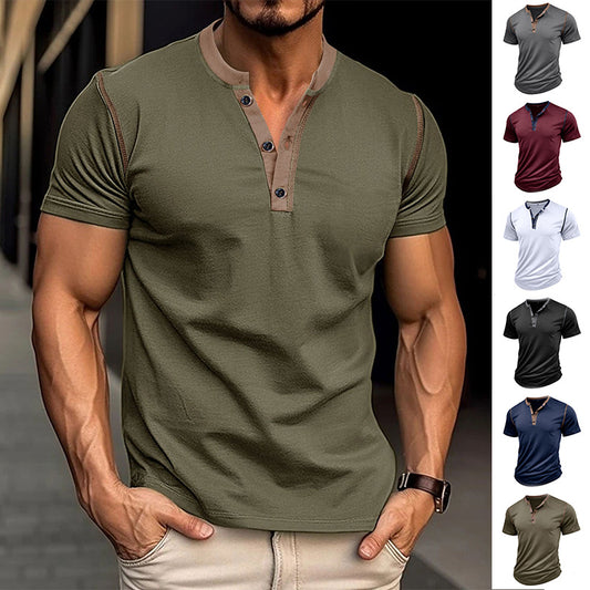 Men's Summer V-Neck Polo T-Shirt – Short Sleeve, Stylish & Lightweight