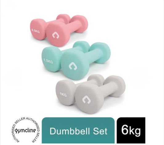 Gymcline Dumbbell Set 6KG w/ Robust Design for Beginners Cardio Workout Training
