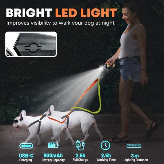 Double-Ended Retractable Dog Leash – One-for-Two Automatic Traction Rope for Walking Two Pets