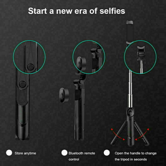 Bluetooth Selfie Tripod Telescopic Stick Remote Monopod Extendable Phone Holder