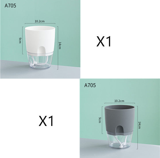Automatic Self-Watering Transparent Flower Pot – Plastic Resin Planter with Water Storage for Indoor Plants