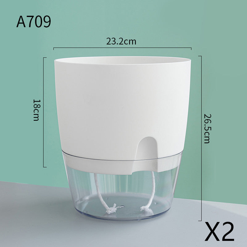 Automatic Self-Watering Transparent Flower Pot – Plastic Resin Planter with Water Storage for Indoor Plants