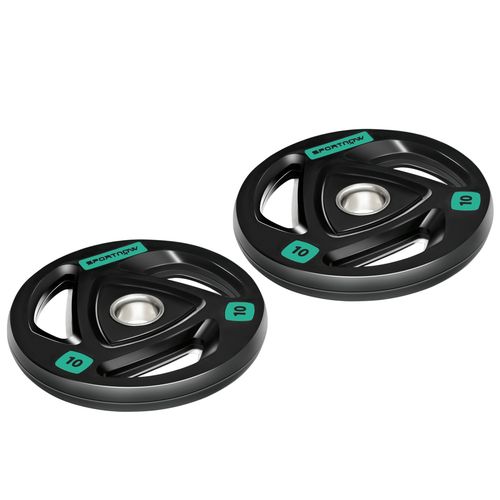 Olympic Weight Plates, Tri-Grip Barbell Weights Set with 2'' Holes, 2 x 10kg