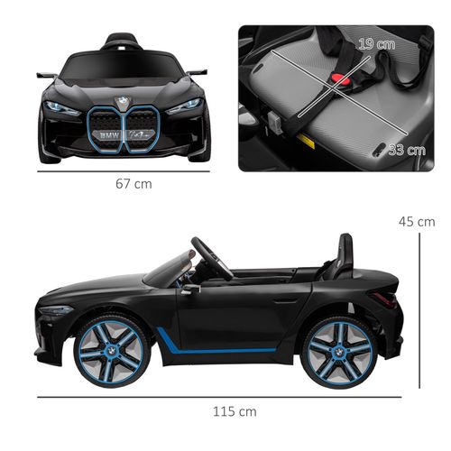 BMW i4 Licensed 12V Kids Electric Ride-On w/ Portable Battery - Black
