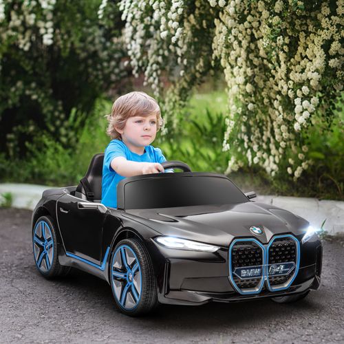 BMW i4 Licensed 12V Kids Electric Ride-On w/ Portable Battery - Black